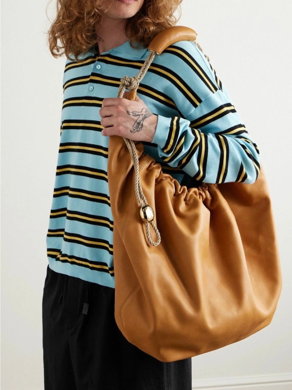 Loewe Tan Leather Drawstring Shoulder Bag